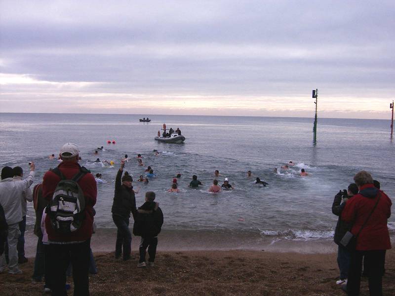 The initial shock of freezing cold water