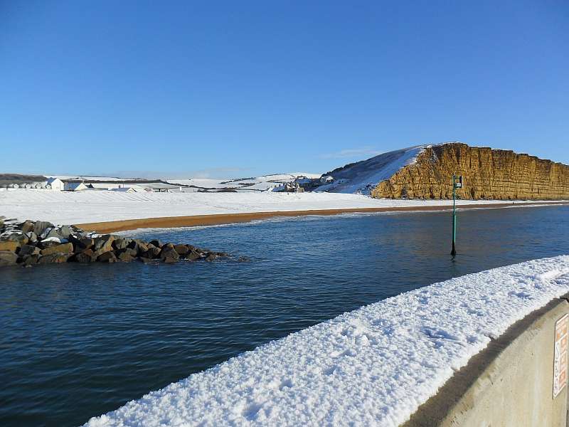 West Bay in the Snow, East Beach and Cliff