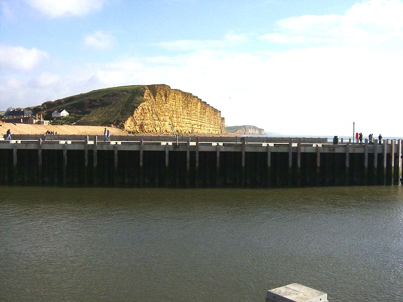 West Bay, Looking across the outer Harbour to East Cliff