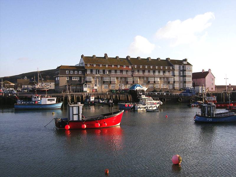 West Bay, Pier Terrace from across the Harbour