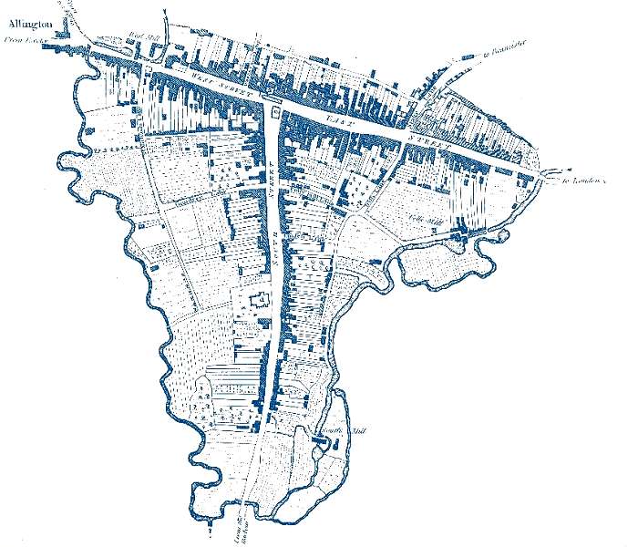Bridport - Map 1774 - Before the Town Hall