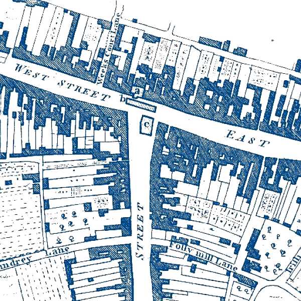 Bridport - Detail Map 1774 - Before the Town Hall