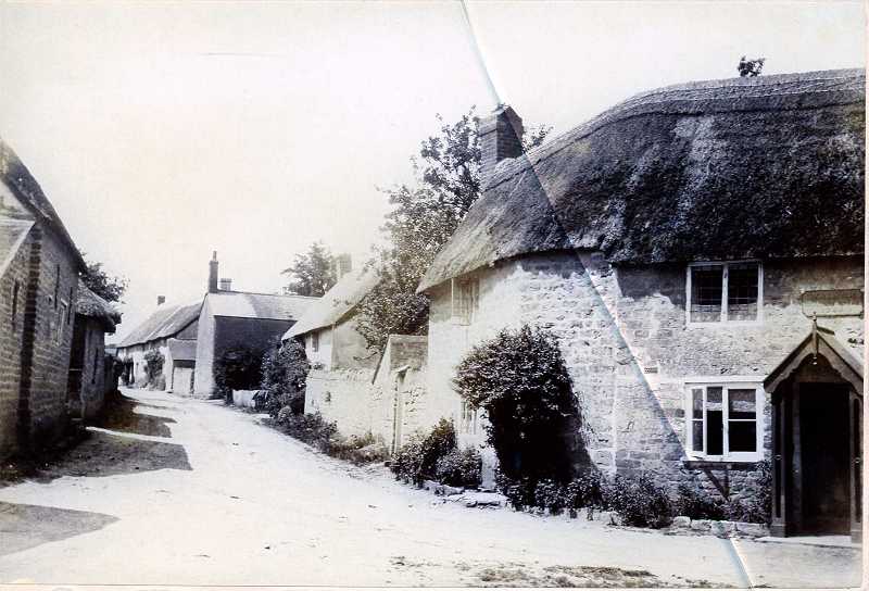 Walditch, Dorset. Close up of Balson's Shop
